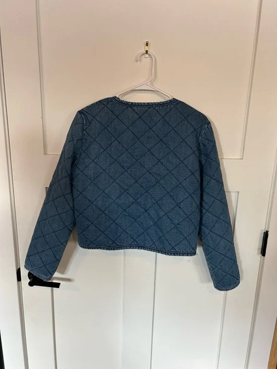 Rachel Zoe Light Blue Quilted Denim Jacket - Picture 2 of 3